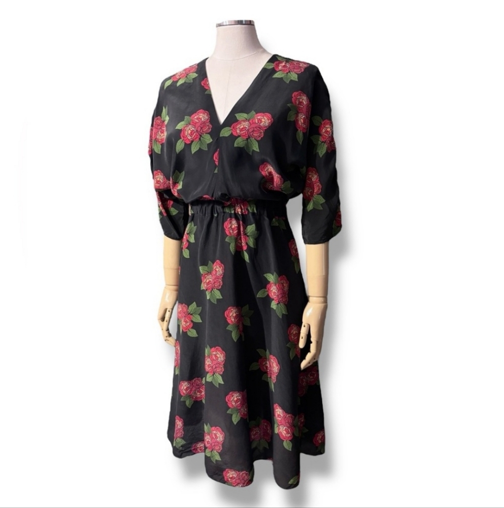 TUCKER NYC The Market Dress Double Georgette Red Rose Print